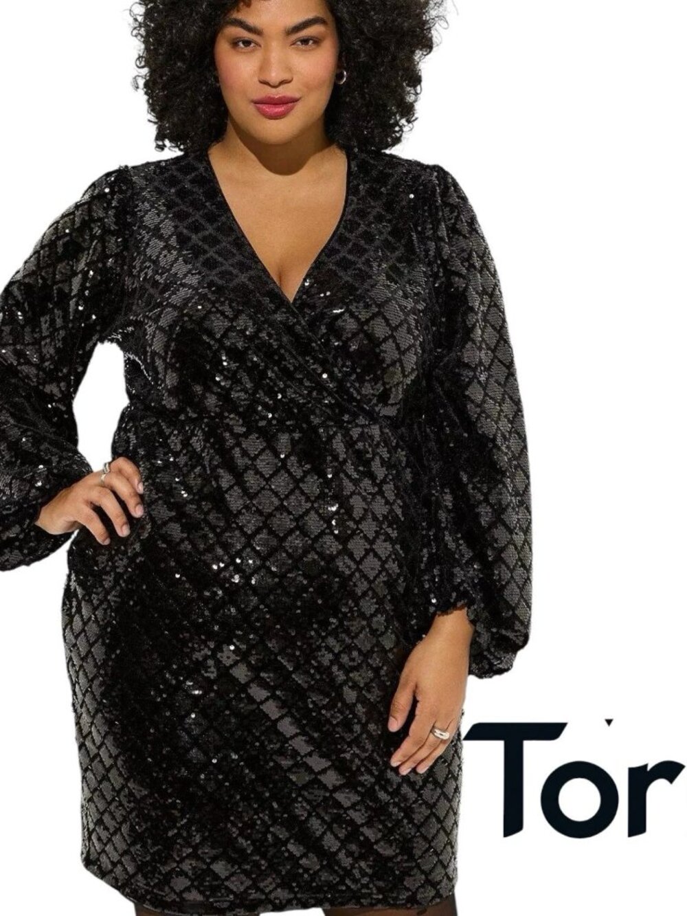 NWT - Torrid Size 26 Mini Velour Sequin Surplice Dress